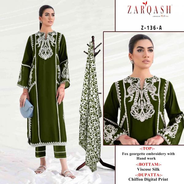 Zarqash Z 136 Georgette Readymade Designer Pakistani Suit Collection